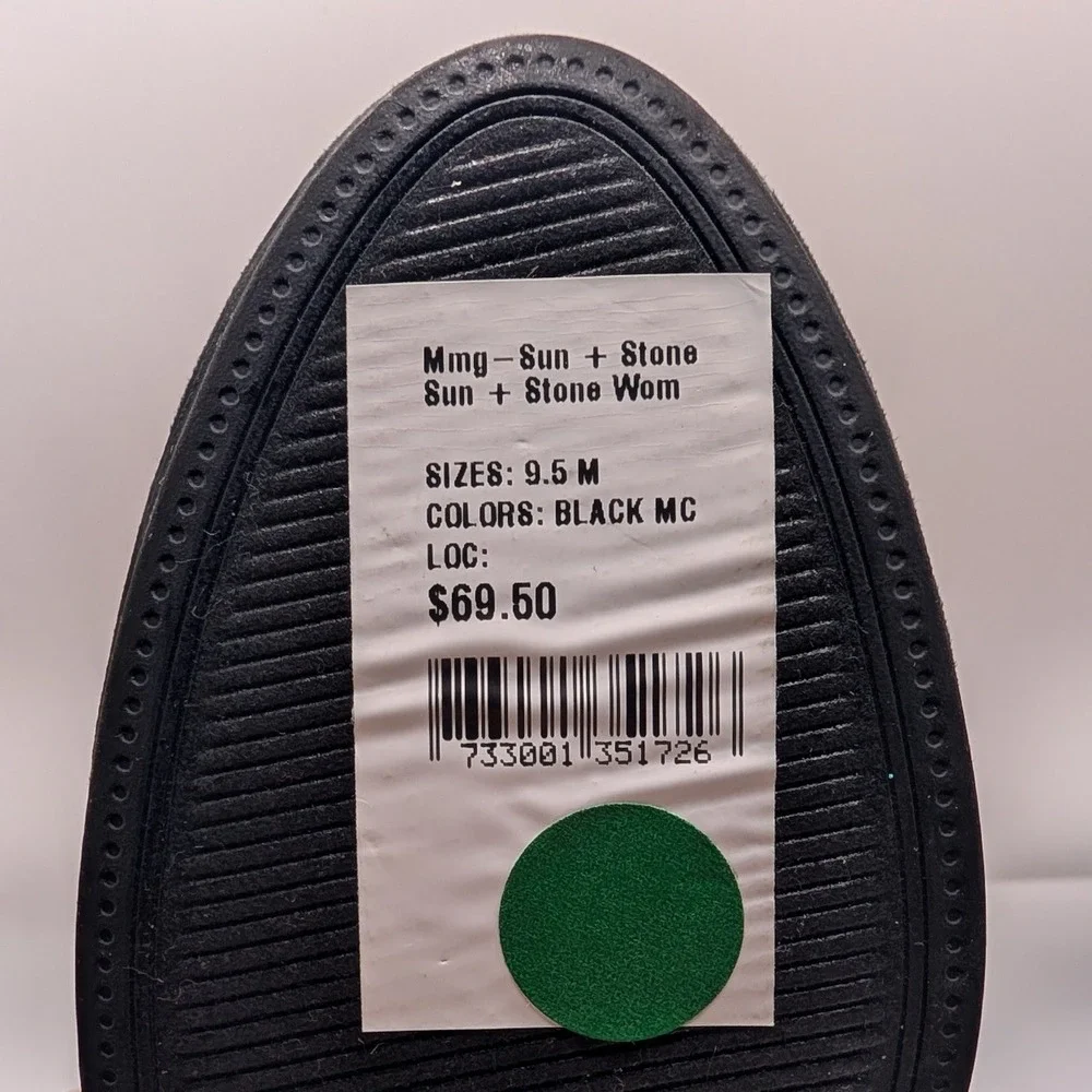 Sun + Stone women's black platform high heels, size 9.5 M.